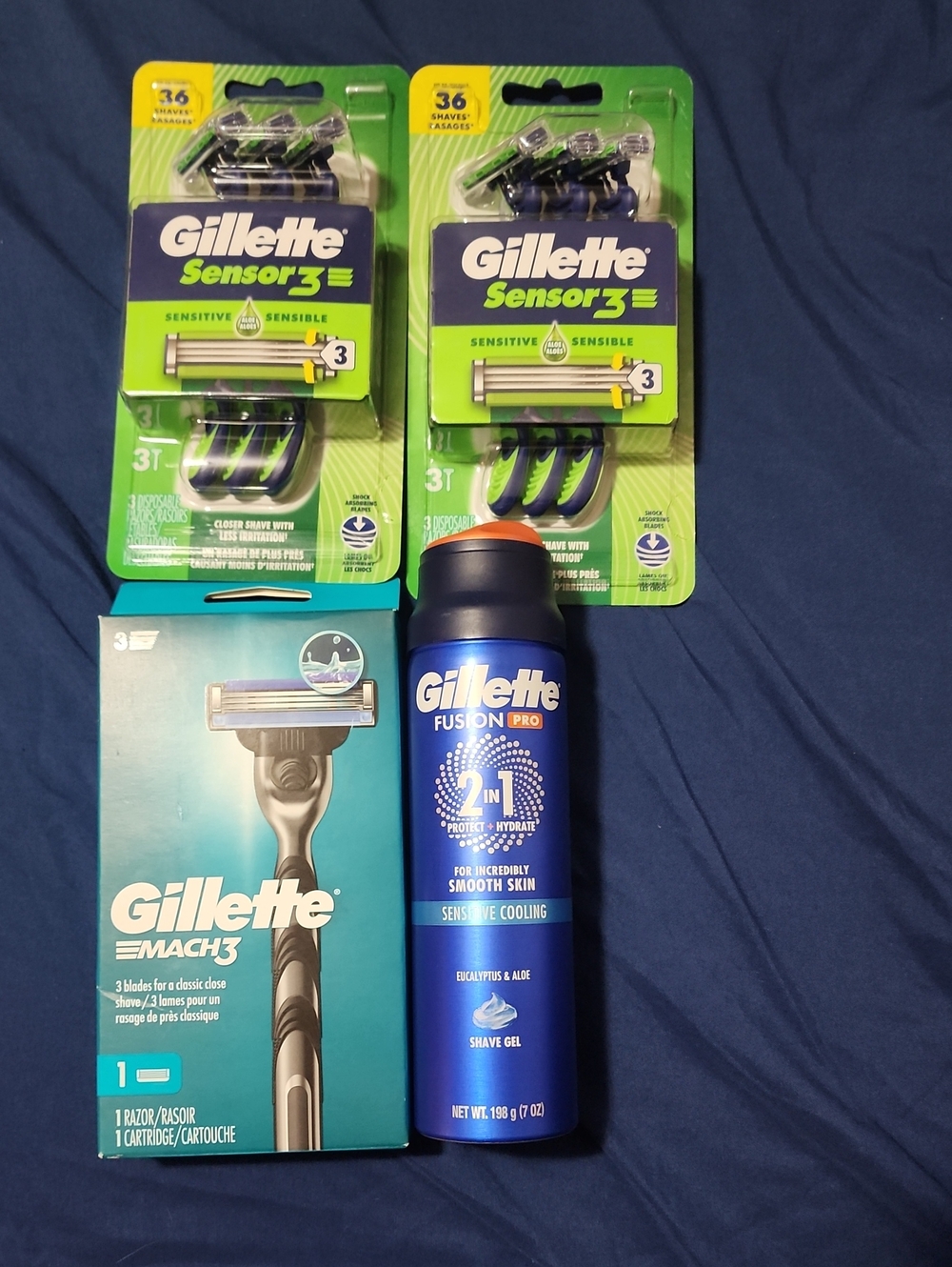 Gillette Men's Shaving Set - Blue Fusion Pro Shave Gel & Replacement Cartridges
